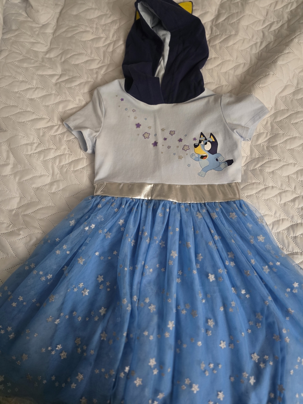 Blue Star Tulle Hooded Dress for Kids - Character Print